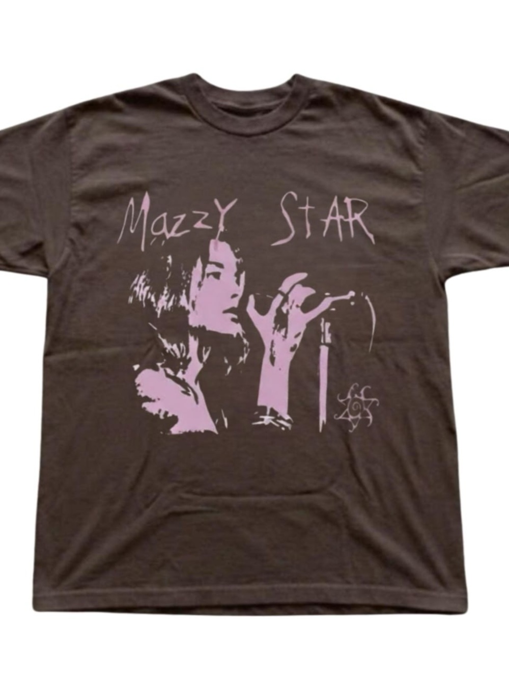 Brown Tee with Pink Mazzy Star Graphic